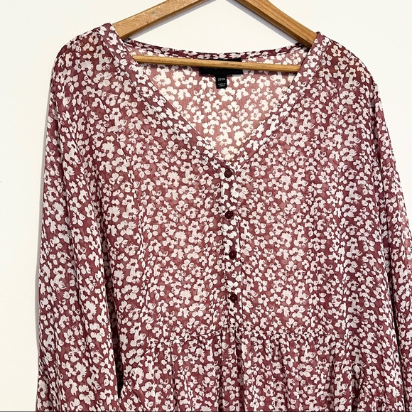 ❌SOLD❌➕ Lane Bryant Floral Semi Sheer Button Front Blouse Womens Plus Size 22/24 - Picture 3 of 9